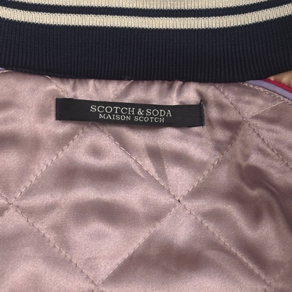 Pink and Brown Quilted Bomber Jacket - Picture 3 of 4